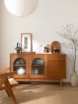 Nordijska jedilnico kabinet, masivnega lesa, Japonski slog življenjski prostor za shranjevanje kabinet, češnjev les, pohištvo, restavracija stenska omara