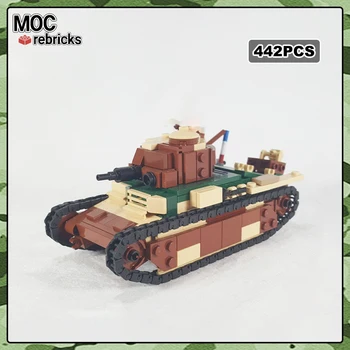 MOC-163327 Vojaške Nove francoske Vojske Renault D1 Boj proti Oklep Tank Gradnik Model Opeke Igrača za Otroke Darila