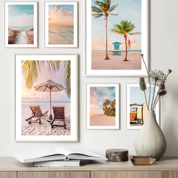 Plaža Stol Palm Desko Zvezda Van Wall Art Platno Slikarstvo Nordijska Plakatov In Fotografij Stenske Slike Za Dnevna Soba Dekor
